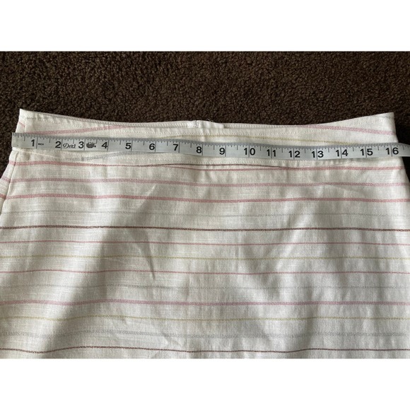 *2/24* Ann Taylor Loft Linen Blend White Striped Skirt Size 8 - Picture 5 of 7